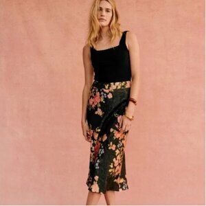 Sezane Sandy Skirt in Calvi (Black Floral) Size US 8 | FR 40